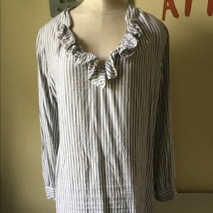 END OF YEAR CLEARANCE SALE Aerie striped ruffle neck tunic top